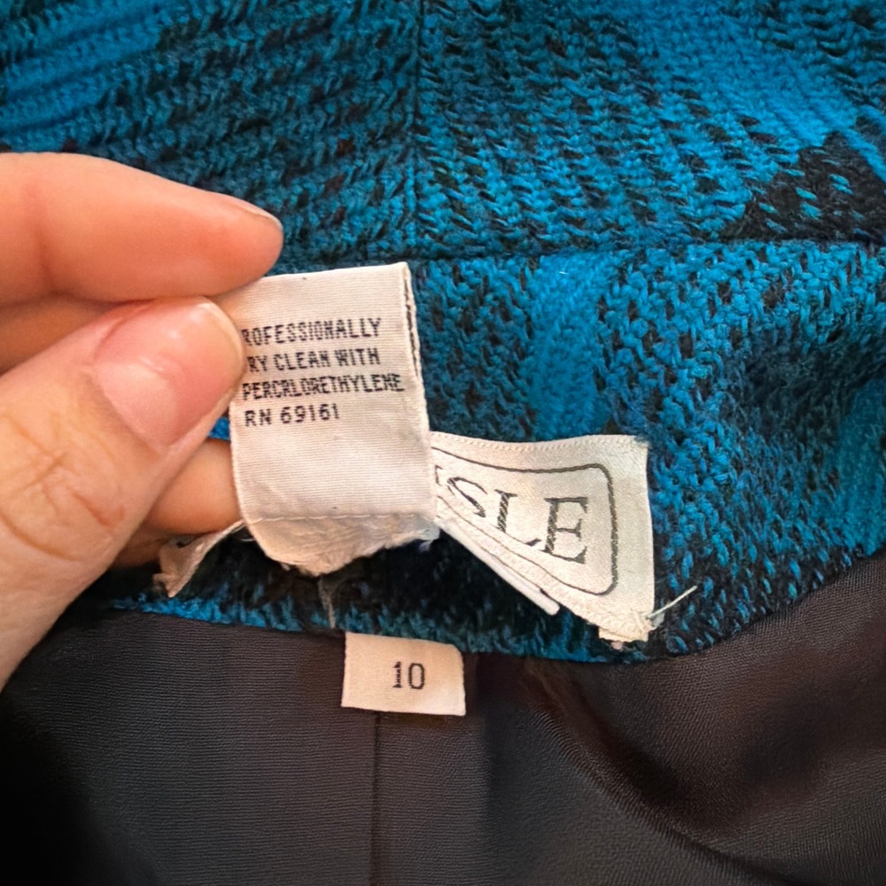 Carlisle Blazer Career 10 Blue Vintage Wool Plaid Structured Business - Picture 6 of 11